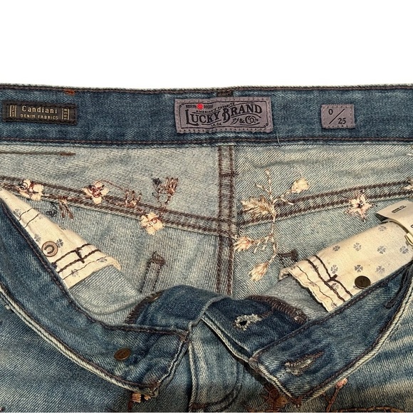 Lucky Brand Blue Boyfriend Jeans with Floral Embroidery - Picture 5 of 12